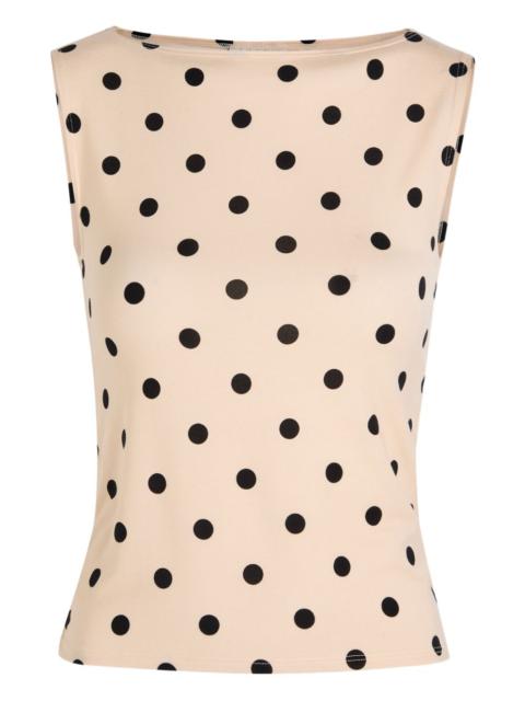 Reformation polka dot boat-neck top