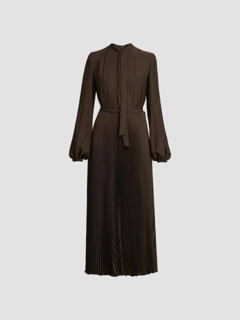 TOM FORD Women's Plissé Tieneck Blouson-Sleeve Midi Dress - Musk