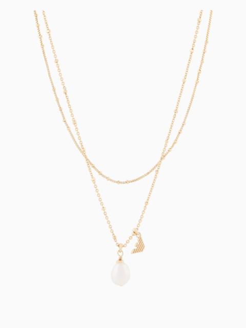 EMPORIO ARMANI GOLD-TONE BRASS PENDANT NECKLACE