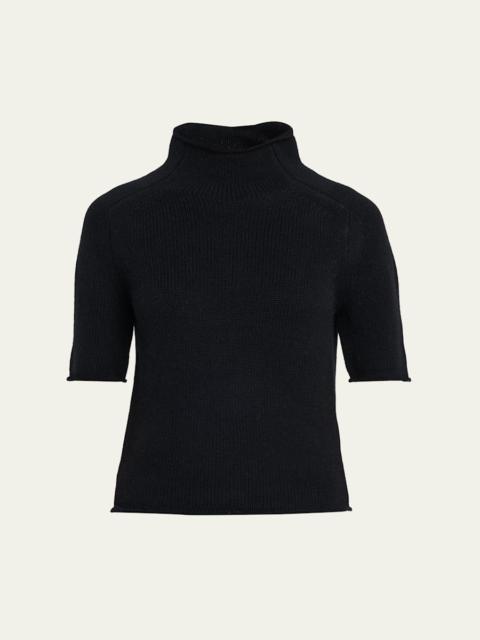 LISA YANG Fride Short-Sleeved Mock-Neck Cashmere Sweater
