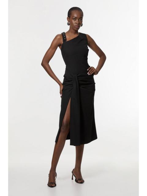 KAREN MILLEN Tailored Asymmetric Neck Strappy Detail Dress
