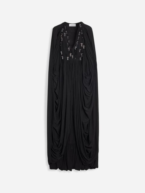 Lanvin LONG DRAPED DRESS WITH EMBROIDERY