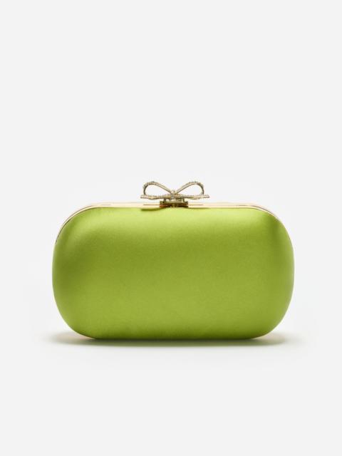 self-portrait Green Satin Clutch Bag