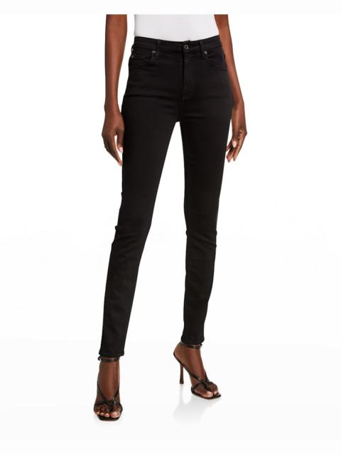 7 For All Mankind High-Waist Skinny Jeans, Slim Illusion Luxe Black