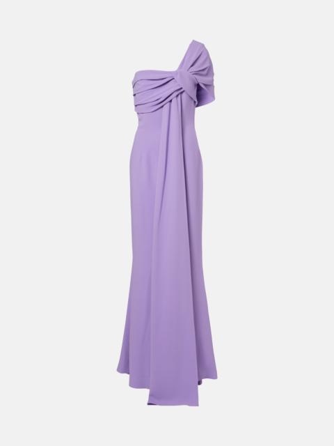 ELIE SAAB Draped one-shoulder silk-blend cady gown