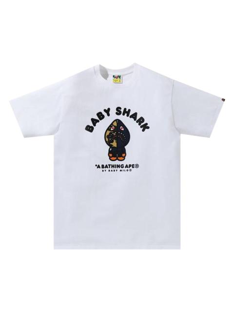 BAPE Baby Milo Shark College Tee 'White/Navy'