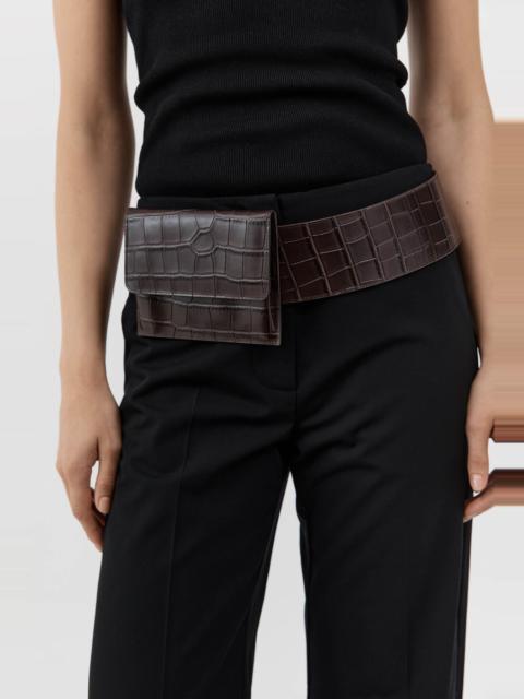 ST. AGNI Croc Pocket Belt - Croc Embossed Coffee