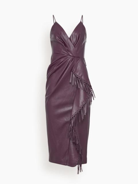 SIMKHAI Carlee Fringe Midi Dress in Plum