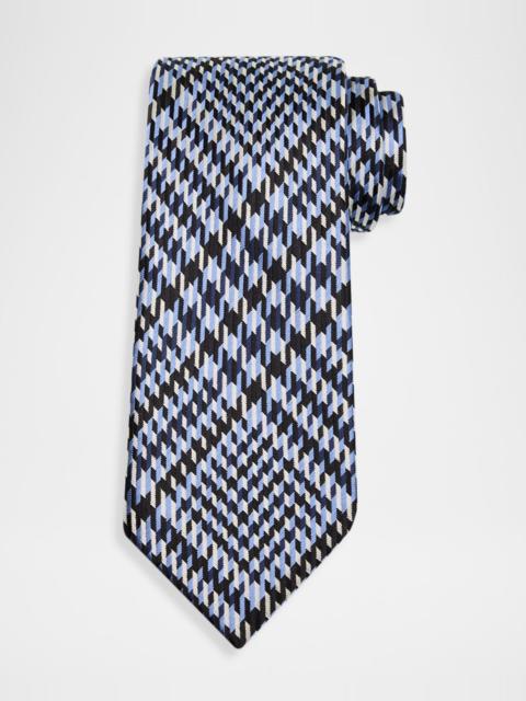 TOM FORD Men's Exploded Prince of Wales Check Silk Tie