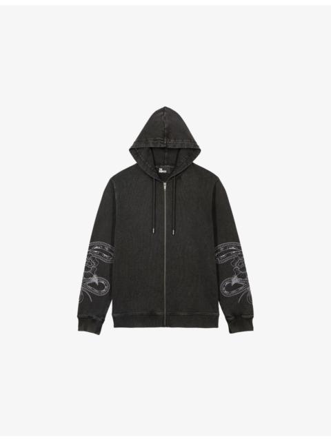 The Kooples Hooded Zip-Up Cotton Sweatshirt