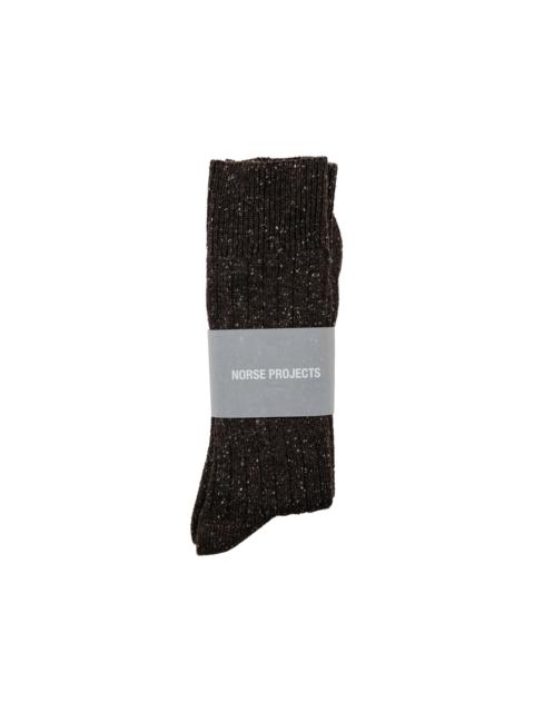 NORSE PROJECTS Bykle Neps Wool Rib Sock Seal Brown