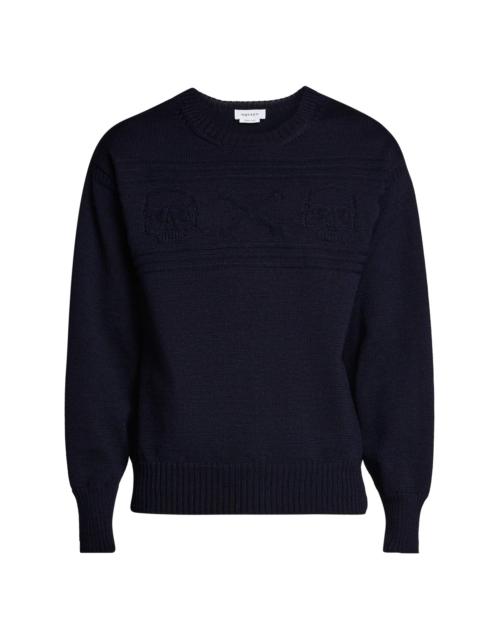 Alexander McQueen Men's Skull Wool Crewneck Sweater - Indigo Blue