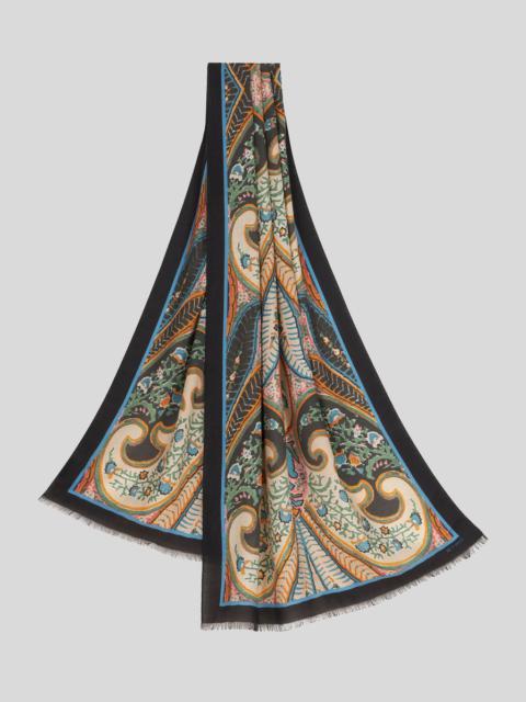 PRINTED SILK AND CASHMERE SCARF