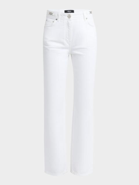VERSACE White Washed Denim Straight-Leg Pants