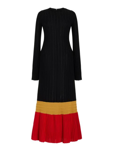 GABRIELA HEARST Fiona Dress in Black Colorblock Silk Cashmere