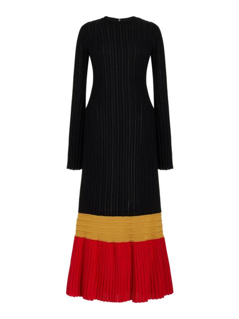 Fiona Dress in Black Colorblock Silk Cashmere