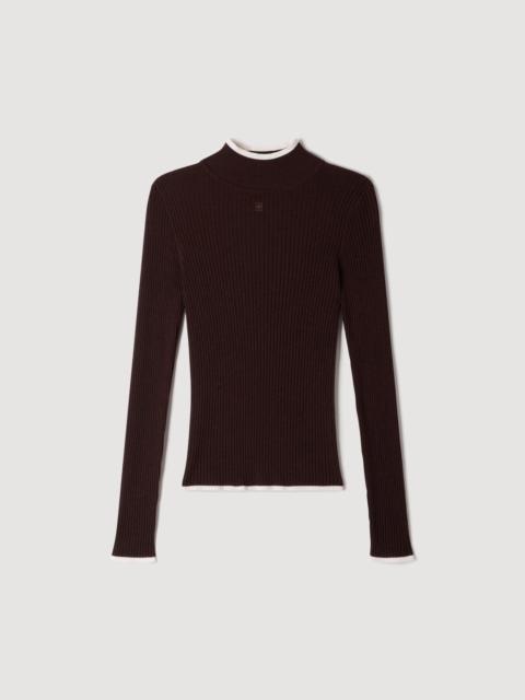 Sandro RIBBED MOCK NECK SWEATER