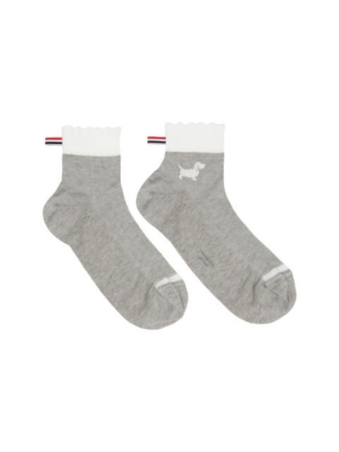 Thom Browne Gray Pointelle Stitch Hector Crew Socks