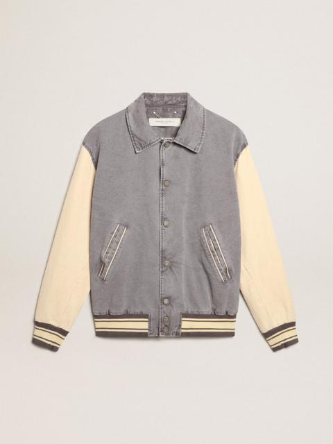 Golden Goose Bomber jacket in lilac-gray and marzipan-colored cotton