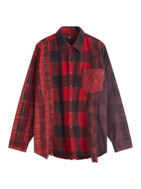 NEEDLES Needles 7 Cuts Wide Over Dyed Flannel Shirt