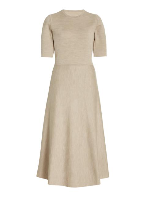 Seymore Knit Dress in Oatmeal Cashmere Wool with Silk