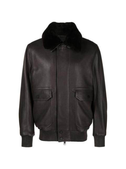 Brioni detachable-collar leather jacket