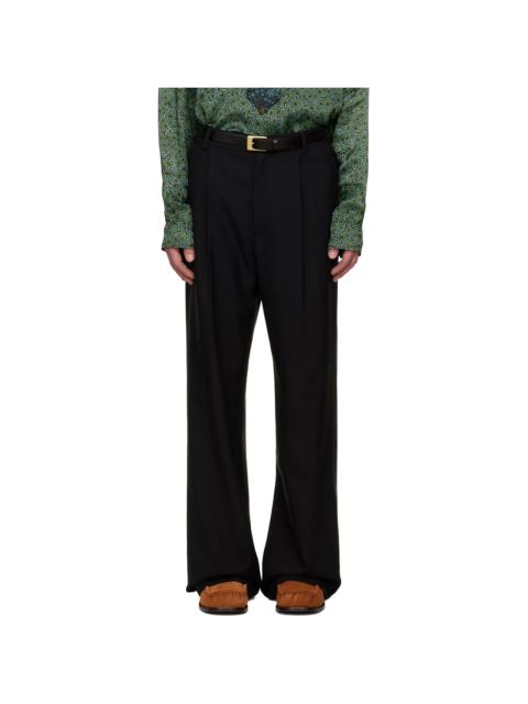 Dries Van Noten Black Pleated Trousers