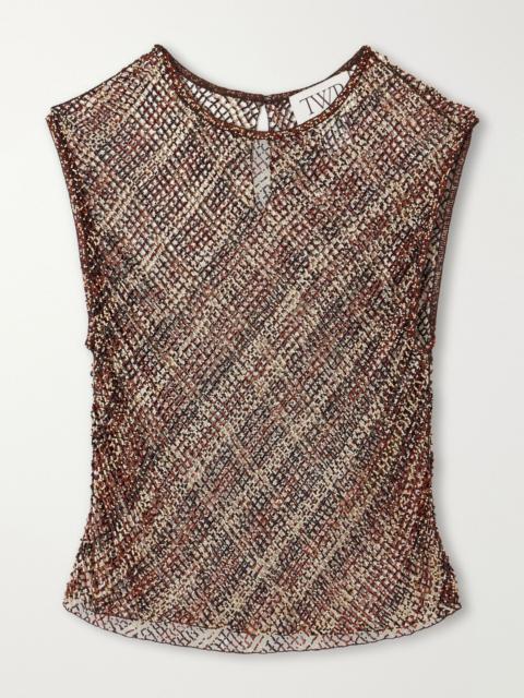 TWP Beaded open-knit tank Brown