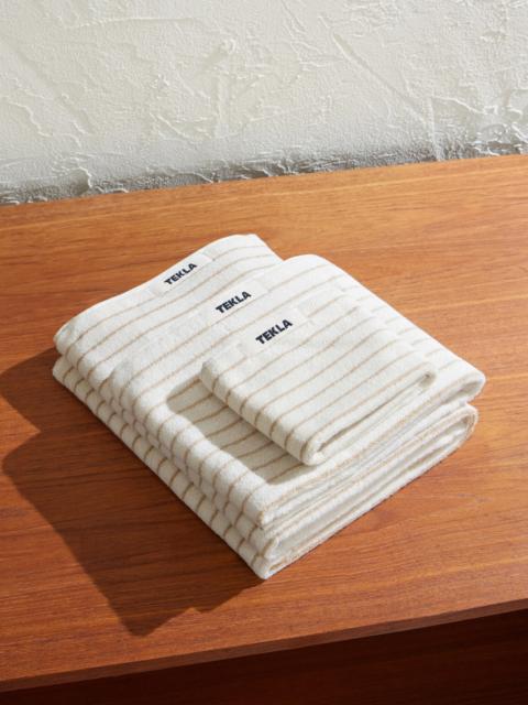 TEKLA Set of Three Logo-Appliquéd Striped Organic Cotton Towels