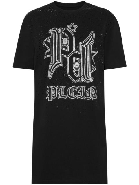 PHILIPP PLEIN crystal embellished logo dress
