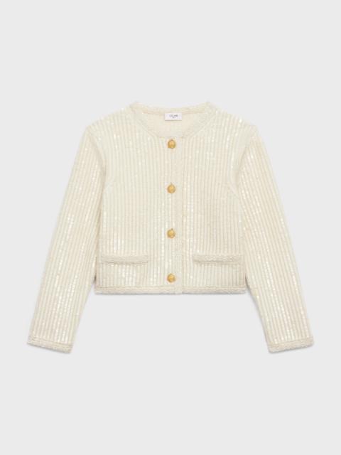 CELINE Embroidered cardigan jacket in ribbed Mohair