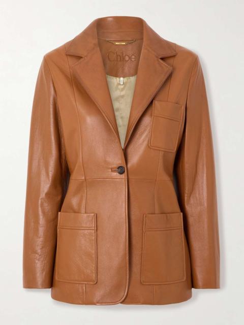 Chloé Paneled leather jacket Tan
