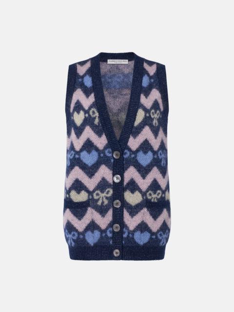 Alessandra Rich KNITTED MOHAIR VEST WITH LUREX