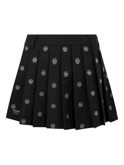 PHILIPP PLEIN pleated monogram-strass miniskirt