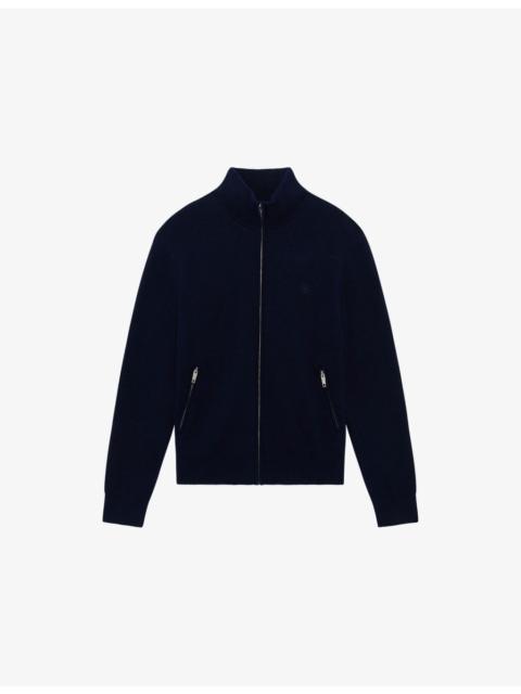 The Kooples High-Neck Zip-Up Stretch-Knit Cardigan