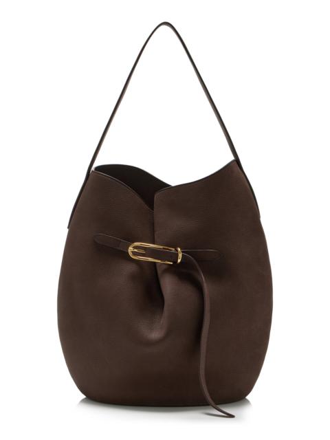 Liffner Large Belted Leather Bucket Bag brown