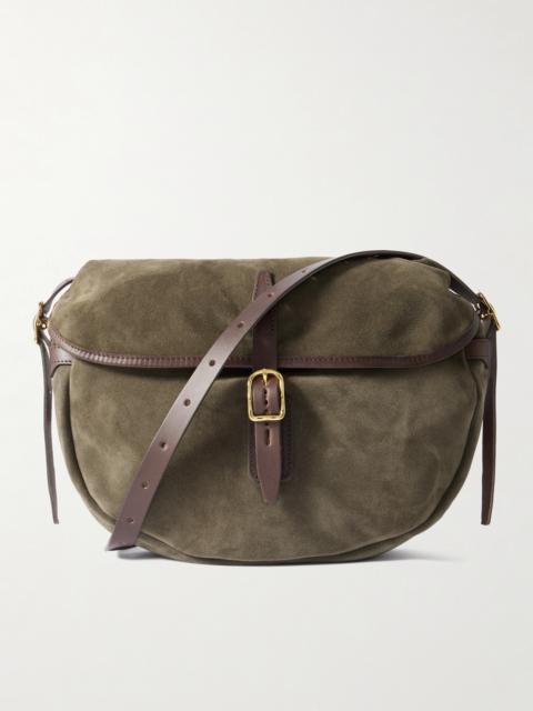 Bleu de Chauffe Margot Leather-Trimmed Suede Messenger Bag