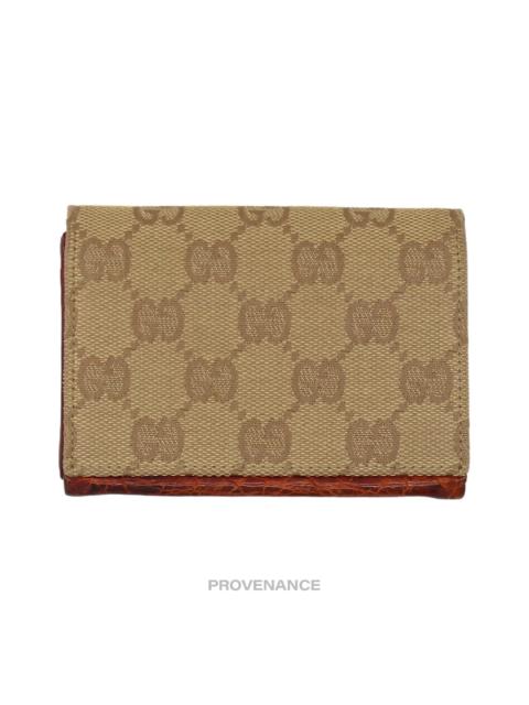 GUCCI Gucci Pocket Organizer Wallet - Brown GG Canvas Crocodile