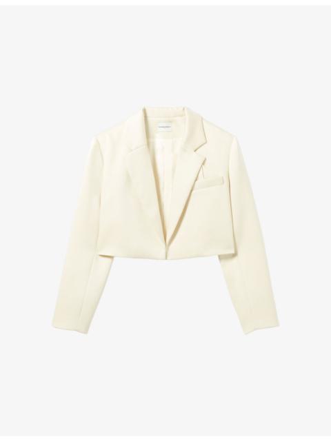 Claudie Pierlot Tailored Cropped Satin Jacket