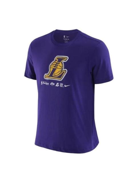 Nike Men's Nike Logo Alphabet Round Neck Short Sleeve Los Angeles Lakers Purple T-Shirt DH6793-547