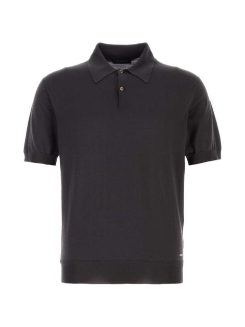 Prada Dark Brown Silk Polo Shirt