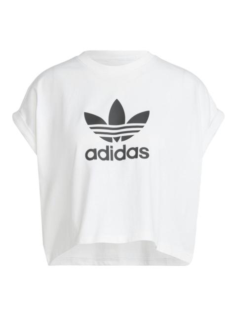 adidas (WMNS) adidas Adicolor Classics Short Trefoil T-Shirt Asia Sizing 'White Black' IC5467