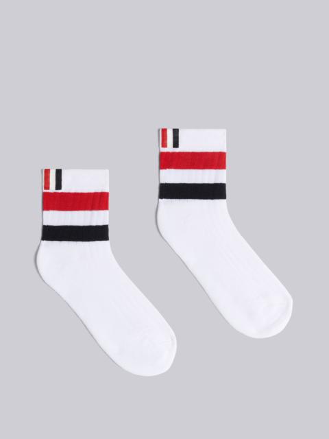 Thom Browne White Cotton Multicolor Wide Stripe Athletic Ankle Socks
