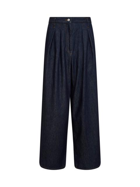 Dries Van Noten Indigo denim wide-leg pleated jeans