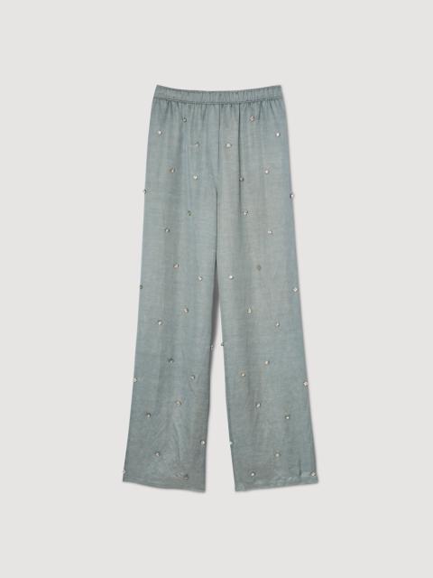 Sandro RHINESTONE LINEN TROUSERS