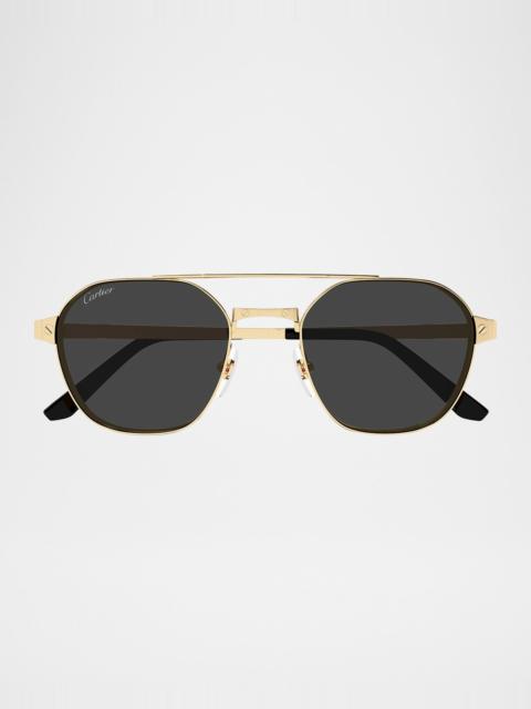 Cartier Men's Double-Bridge Metal Aviator Sunglasses