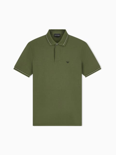 EMPORIO ARMANI PIQUÉ POLO SHIRT WITH STRIPE DETAIL ON THE COLLAR