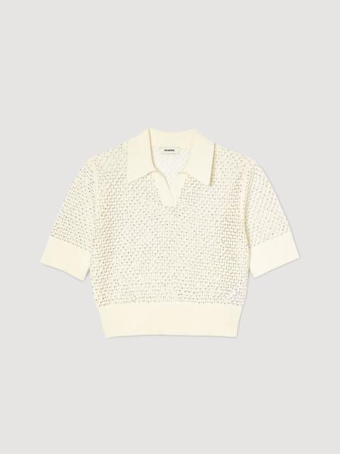 Sandro Cropped knit polo jumper