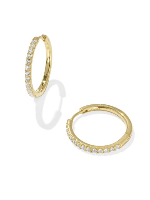 KENDRA SCOTT Mackenzie 18k Gold Vermeil Medium Hoop Earrings in White Topaz