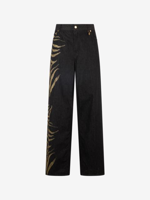 Roberto Cavalli Jeans With Zebra Print On Side